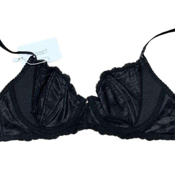 OGET, Black Mesh Bralette, Straps Snap from the Back, Size 38C, NWT - Picture 7 of 7